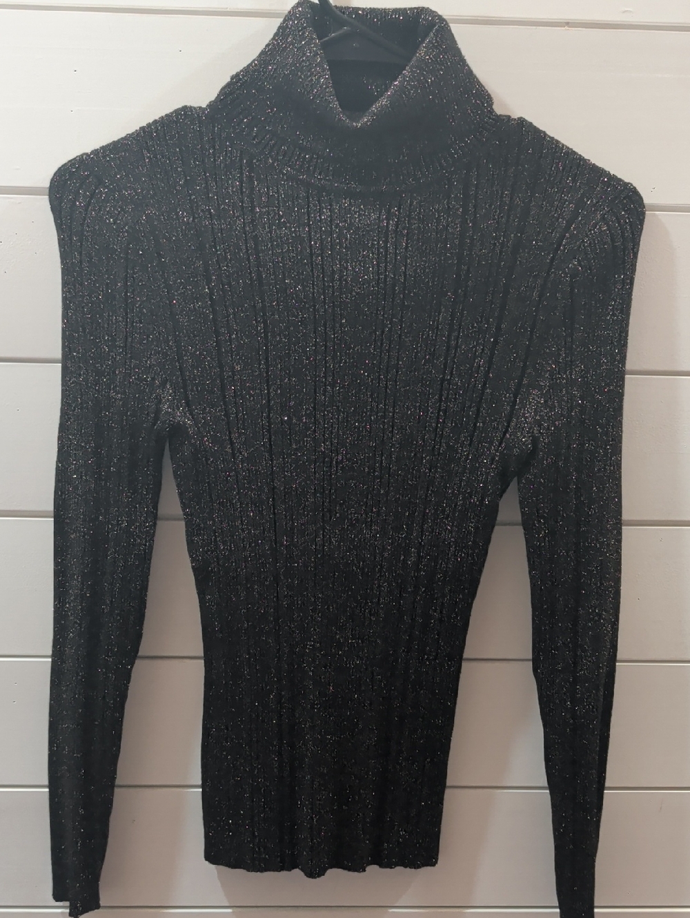 White House Black Market Black Sparkle Turtleneck Sweater